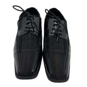 Viotti 179-000 Black Striped Satin Upper Square Toe Derby Mens 11 Dress Shoes